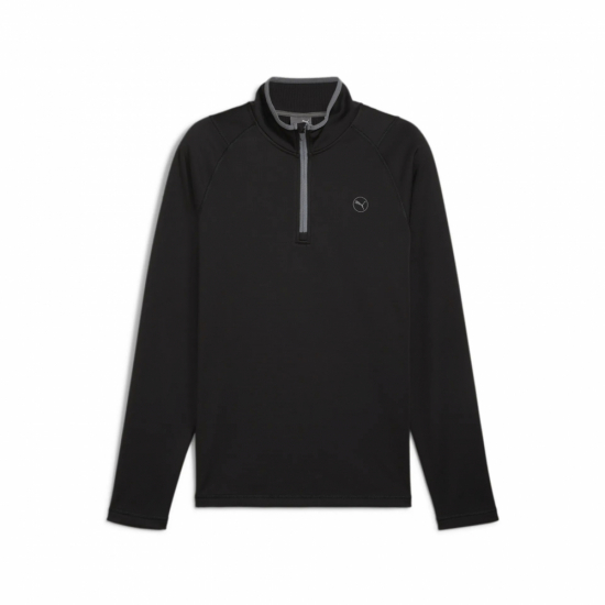 Puma Mens Waffle Fleece 1/4 Zip - Black i gruppen Golfklder / Golfklder Herr / Trjor hos Golfhandelen Strmstad AB (626982-001)