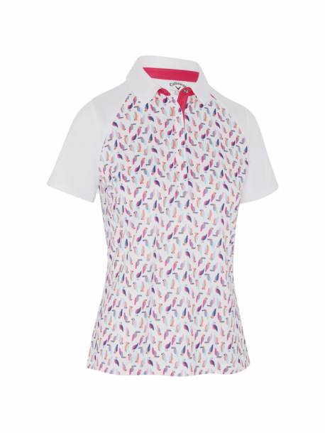 Callaway Womens Birdie and Eagle Print Polo - Brilliant White i gruppen Golfklder / Golfklder Dam / Piktrjor hos Golfhandelen Strmstad AB (CGKSE010-123)