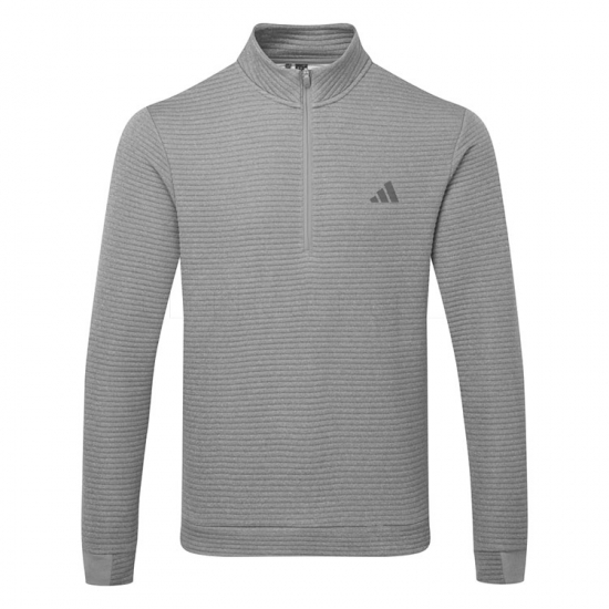 Adidas Mens Ultimate365 DWR Textured 1/4 Zip Sweater - Greythree/White i gruppen Golfklder / Golfklder Herr / Trjor hos Golfhandelen Strmstad AB (IL0563)